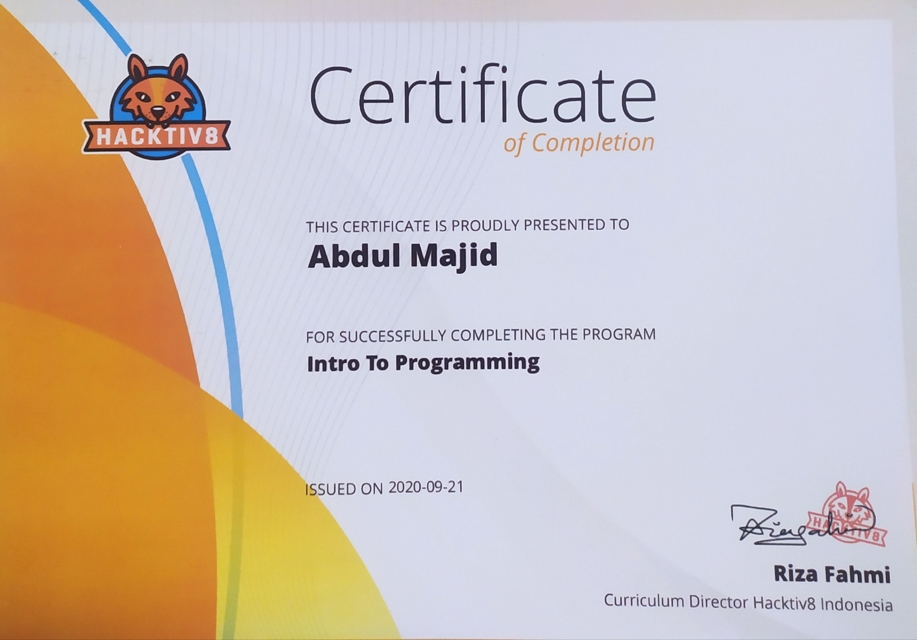 Intro to Programming by Hacktiv8